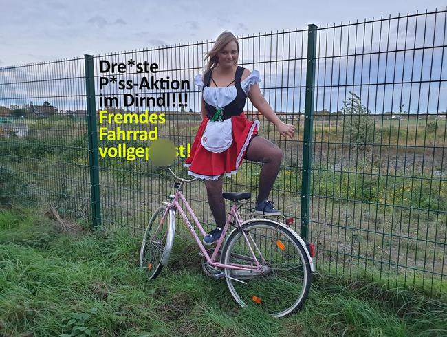 Dreiste Piss-Aktion im Dirndl!!! Fremdes Fahrrad vollgepisst!