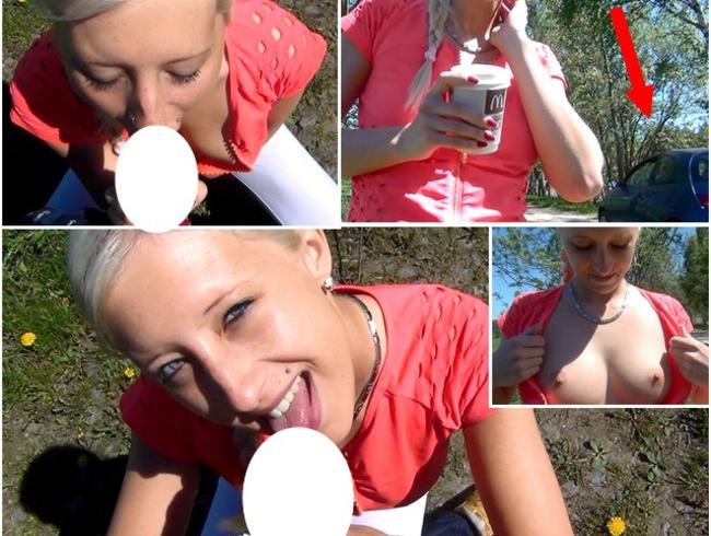 Schwanzgeiles Teen! Riskanter Outdoor-Blowjob!