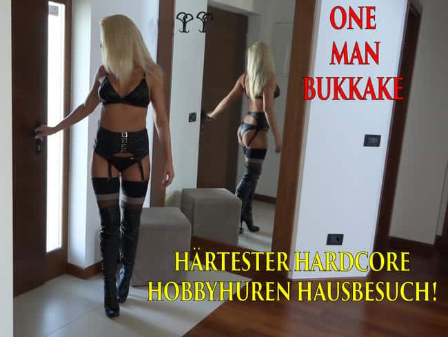 Härtester Hardcore Hobbyhuren Hausbesuch!!! Gebuchte Straps-Stiefel-Schlampe bekommt OneManBukkake!