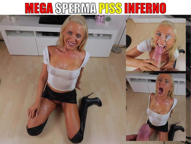 MEGA Sperma Piss INFERNO in die FICKFRESSE! XXXL SAFTDUSCHEN!