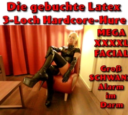 Mega XXXXL Facial für 3Loch gefickte Latex-Hure