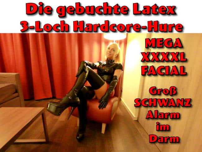 Mega XXXXL Facial für 3Loch gefickte Latex-Hure