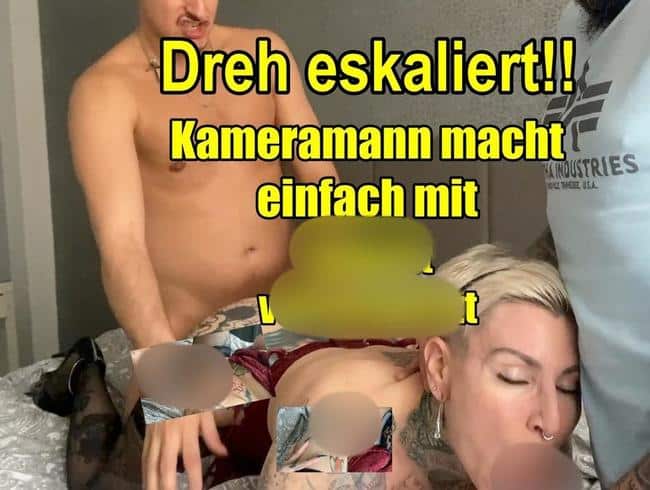 Dreh eskaliert!!Kameramann macht einfach mit.doppelt voll gespritzt