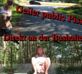 Public Piss an der Bushaltestelle